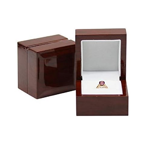 JunningGor Rosewood Ring Gift Box Jewelry Display Wooden Ring Case Cover