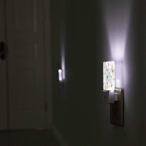 Image of LED Night Light,Retro Tropical Summer Butterflies LED Night Light Plug into Wall with Dusk to Dawn Light Sensor White Energy Efficient Nightlight for Bedroom Hallway Living Room Kitchen