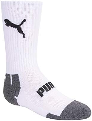PUMA Boys' 6 Pack Crew Cut Socks, White/Multi, 9-11 - 2