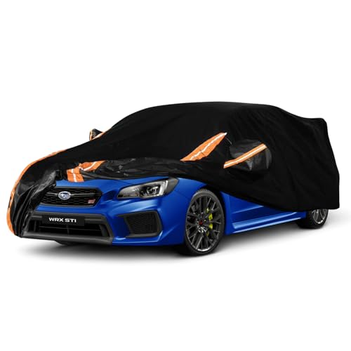 Image of 8-Layer All Weather Waterproof Car Cover Custom Fit for Subaru WRX Impreza STI 2007-2025, Lab-Verified Snow /Rain /UV Protection - Zipper Door & Storage Bag