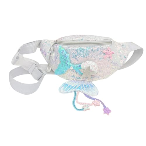 Toyvian Riñonera de Niña Lentejuelas, Bolso de Sirena Plata, Bandolera Pequeña para Viaje y Uso Diario, Mochila Cruzada Casual para Chicas, Accesorios Infantiles Divertidos