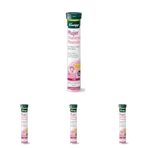 Kneipp Mujer Vitaminas y Minerales, Complemento de Magnesio, Calcio, Vitamina C, Zinc, Hierro y Yodo, Reduce el Cansancio, Aporta Enería y Aumenta las Defensas, Efervescentes, 15 Comprimidos