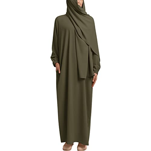 Abaya hijab ample pour la prière à la maison et le pèlerinage avec manches longues
