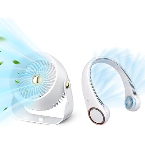 CIVPOWER Air Circulator Desk Fan: Rechargeable Fan with 6000 mAh Battery,Portable Personal Neck Cooling Rechargeable Bladeless Fan Cover