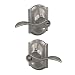 Schlage F51A ACC 619 CAM Camelot Collection Accent Keyed Entry Lever, Satin Nickel