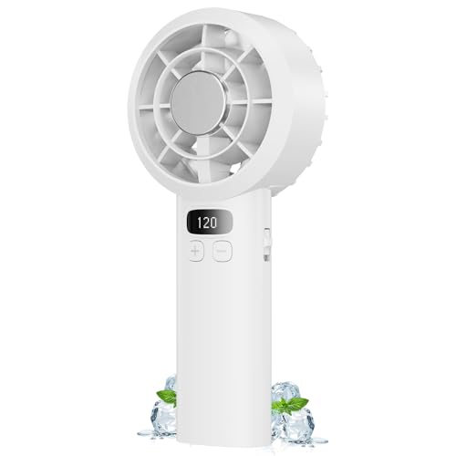 Ventilador Portátil de Mano   3000mAh Mini Ventilador de Mesa Recargable USB,1 120 Velocidades,Hasta 7h,Ventiladores Pequeño con Pantalla LED,Inalámbrico Fan para Viajes Oficina Maquillaje Exterior