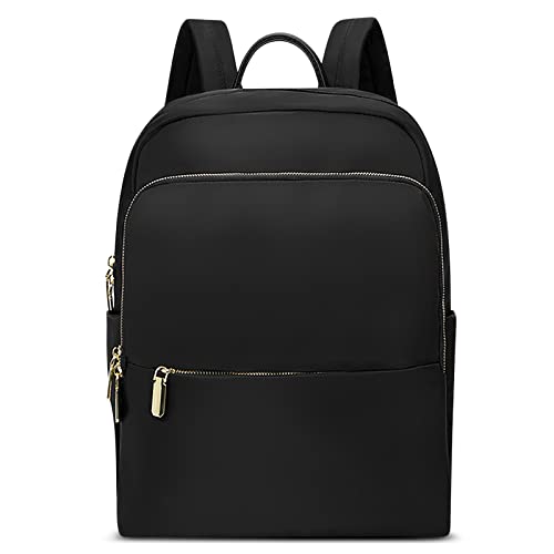 DIRRONA Mode Femme Sac à Dos avec Compartiment pour Ordinateur Portable 14" Grande Capacité Sac à Dos Nylon Imperméable Scolaire Voyage Travail Décontracté Sac à Dos d'affaires Noire Cover