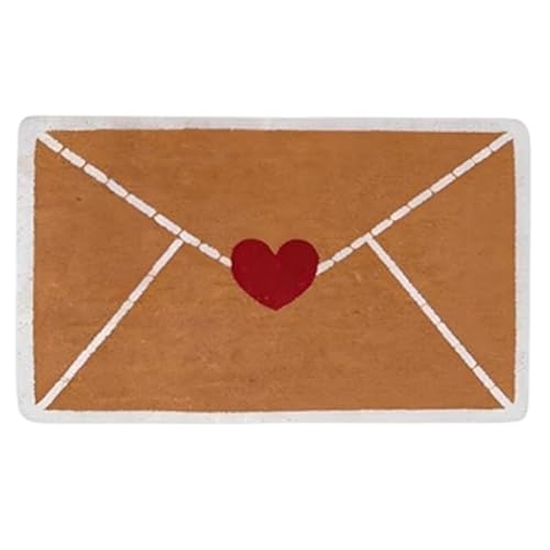 Valentines Day Welcome Door Mat Linen Fabric Envelope Heart Floor Rugs with Nonslip Bottom for Entrance Porch Decoration Welcome