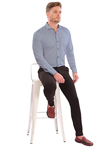 Image of LookMark Men's Cotton Blend Stitched Solid Full Sleeve Regular Fit Shirt