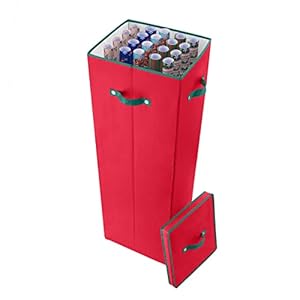Wrapping Paper Storage Box-Holds 20 Rolls of 39.5”inch Gift Wrap-Upright Container, Lid, Dividers & Handles-For Holiday & Christmas Wrap by Elf Stor (Red) (Pack of 1)