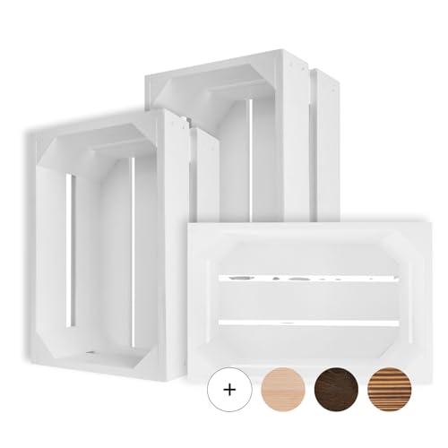 Creative Deco Kleine Holzkiste Weiß | 30 x 20 x 15 cm | Kiste Holz | Geschliffen | Obstkiste Deko Weinkisten Apfelkiste | Perfekt als Holzbox Geschenkbox Spielzeugkiste Aufbewahrungskiste Osterdeko