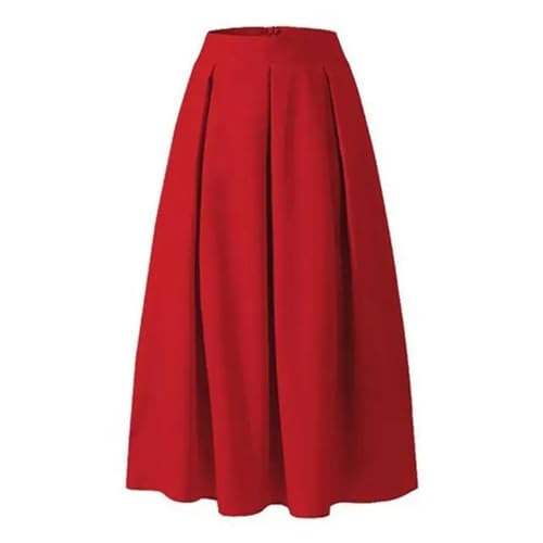 Jupe longue rouge taille haute trapèze pour femme en taille M