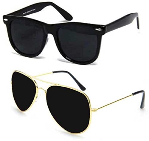 Image of UV-Protected Unisex Wayfarer And Aviator Combo Pack Of 2 Sunglasses