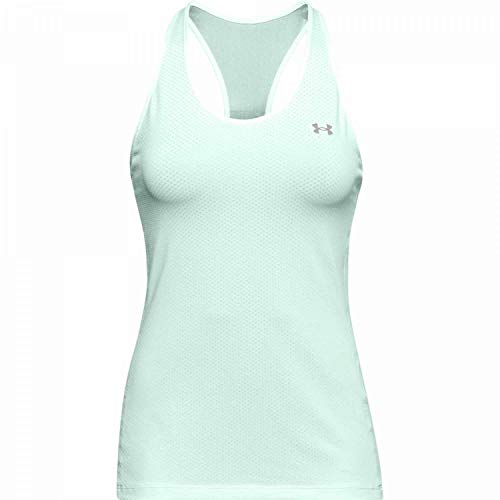 Under Armour Womens HeatGear Armour Racer Tank , Seaglass Blue (403)/Metallic Silver , XX-Large