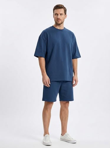 Image of Kvetoo Men Cotton T Shirt and Shorts Set Co Ord Set for Men Summer Casual Lounge Wear Gym Workout T Shirt Shorts Combo Half Sleeve Comfortable Cotton Outfit