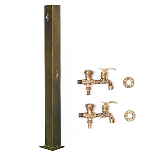 QSNYJPL Grifo Exterior Jardin, Fuentes de Jardines Exteriores con Dos Grifos de Doble Salida, Fuente Jardin a Prueba de Congelación para Montar en el Suelo(95cm/37in)