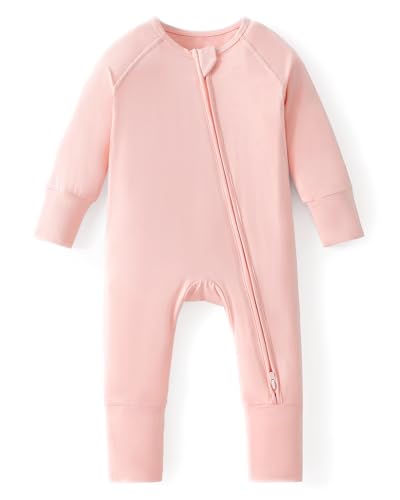 Image of DreamCozy Newborn Baby Clothes with Viscose from Bamboo, 2-Way Silent Zipper Long Sleeves Jumpsuit for Boys and Girls