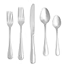 Amazon Basics 20-Piece Stainless Steel Crown Flatware Set, Service for 4, Silver Amazon Basics 20-Piece Stainless Steel Crown Flatware Set, Service for 4, Silver