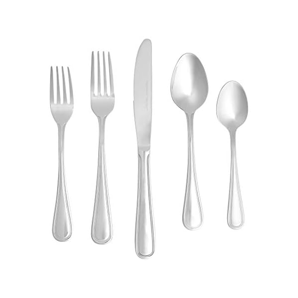 Amazon Basics 20-Piece Stainless Steel Crown Flatware Set, Service for 4, Silver