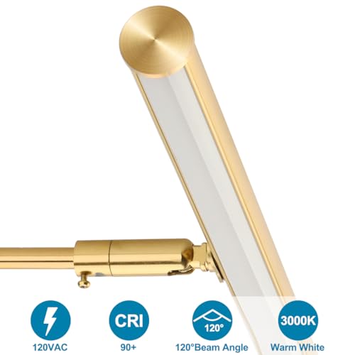 Image of LED Picture Lights for Paintings Plug in, Adjustable Art Light Gallery Wall Light for Display Art Work, 16inch 6W 3000K Warm White, Gold Finish CRI80+ (Pack of 2)