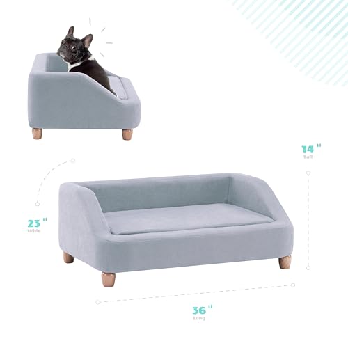 Critter Sitters 36-In. Microfiber Gray Rectangular Dog Sofa for Medium-Sized Dogs, Stylish and Modern Elevated Dog Bed, Durable and Easy to Clean Dog Sofa Bed, Cushioned Dog Sofas & Chairs