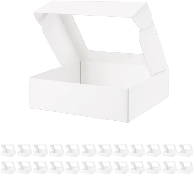 Miniatura 2 de 25 cajas blancas de panadería con ventana, cajas para pasteles de 9 x 7 x 2.5 pulgadas con ventana, cajas de golosinas para panadería pequeña,
