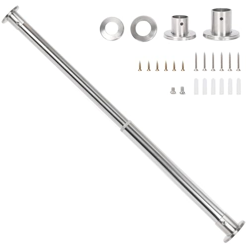 Wardlock 48cm-80cm Extendable Stainless Steel Wardrobe Rail, Adjustable Clothes Rail Pole With End Sockets.