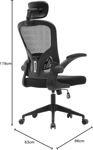 Sedia Da Ufficio Ergonomica Con Schienale Alto – Supporto Lombare Imbottito, Poggiatesta Regolabile E Braccioli Ribaltabili, Sedia Da Computer Per Lavoro, Studio E Gaming - 3