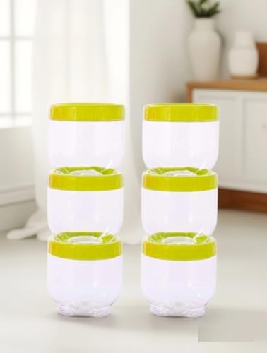 Image of 250ml Transparent Plastic Container & Jar Set for Kitchen Storage Dabba Set for Dry Fruits, Spices, Herbs & Dry Masala |Small Storage Boxes for Hotels, Restaurants, & Cloud Kitchens Set of 6