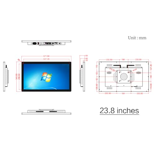 Image of 23.8 inch Capacitive Touch Screen Computer Panel PC,Intel i5-3210M /i5-4200U /i7-8565u /i5-10210U,Windows 10