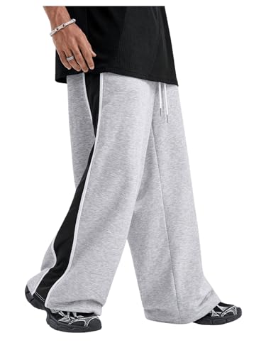 GORGLITTER Men's Y2k Baggy Wide Leg Sweatpants Double Waisted Color Block Track Sweat Pants Casual Work4