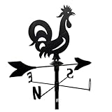 Grande girouette en forme de coq en fer forgé avec points cardinaux