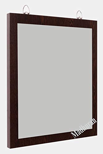 Image of Madhuran Sun Art Frameless Wall Hanging Small Size Mirror (30X35 CM,Wenge) Bathroom Bedroom Living Room wash Basin Girls Makeup face Home Decorative Items