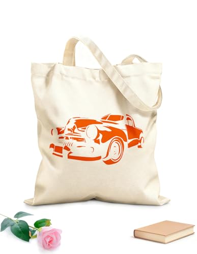 XIARON Bolsos de calicó para mujer Garaje de coches retro Tela de 340g/m² de grosor Bolsa para dibujar M Naranja