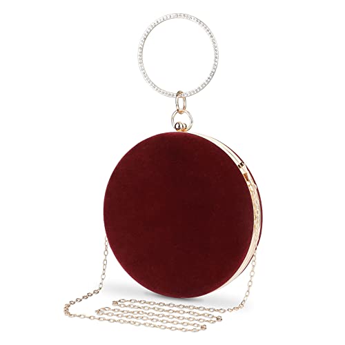 Pochette de mariage en velours bordeaux Selighting pour cocktail et fête