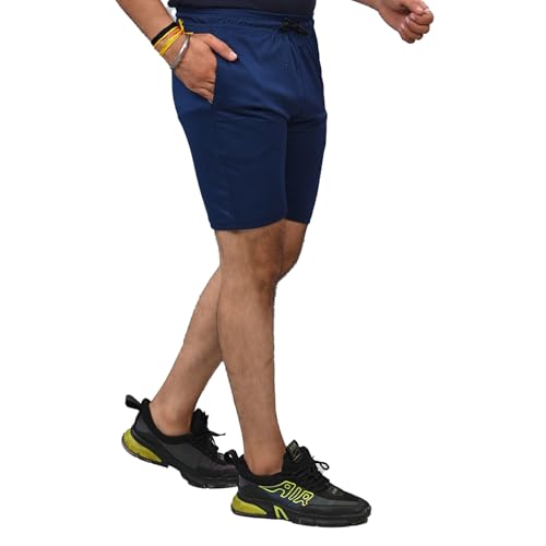 Image of A.A.Fashion Men's Navy Blue Sports Shorts Quick Dry Gym Workout Running Activewear with Elastic Waist
