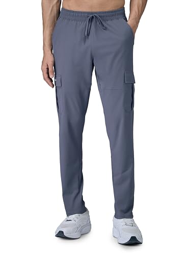 TECHNOSPORT Men's Regular Fit Polyester Solid Cargo Track Pant for Activewear, Regular Use and Quick Dry - (MPOR99VIO_Vintage Indigo_L)