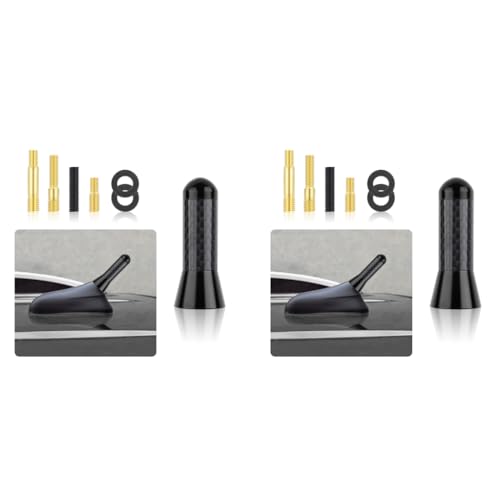 Image of STHIRA Short Antenna for Car 1.37 Inch Carbon Fiber Decorative 2PCS | Exterior Styling, Roof and Trunk Use, Compact Profile, Carbon Fiber Style Finish, Two Piece Set
