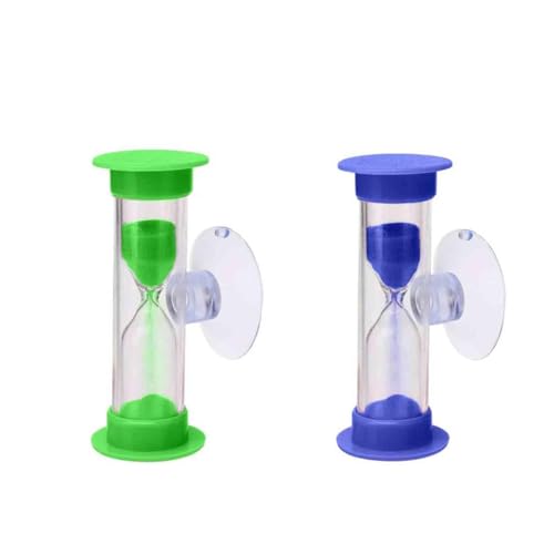 Sanduhr für Kinder,2 PCS Sanduhr 3 Minuten Sanduhrs Zähneputzen Kinder mit Saugnapf Küchentimer Zahnputzuhr für Zähneputzen Schule Spiel Büro(Grün & Blau)