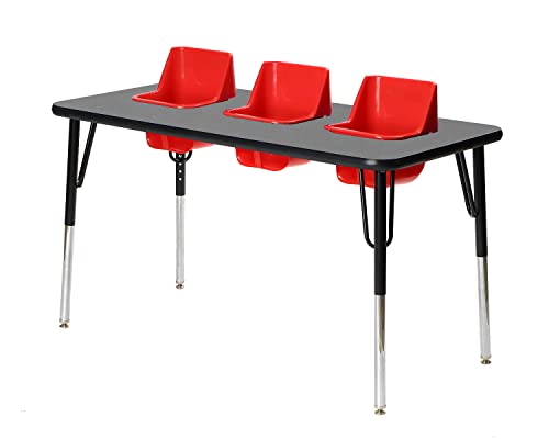 Toddler Tables 3-Seat Feeding Table (Glace Top, Red Seats, Black T-Mold)