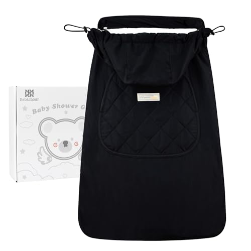 Image of Bebamour Baby Carrier Winter Cover Universal Hoodie All Season Carrier Cover for Baby Carrier (A Black)