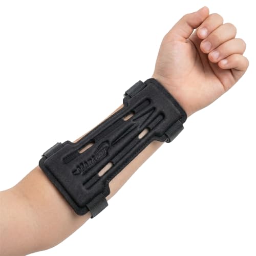 MARKEEP Archery Arm Guard for Compound & Recurve Bow Breathable Air Protector with 2/3 Adjustable Elastic Straps Non-Slip Ergonomic Design for Hunting Target Shooting Youth & Adults Black