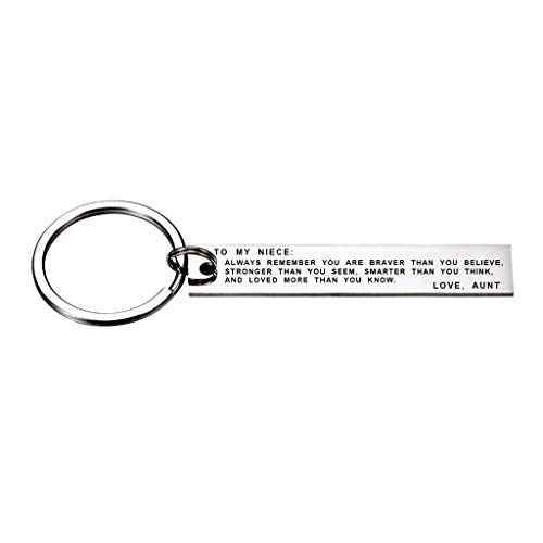 To My Niece Always Remember You Are Braver Than You Believe Keychain Gift from Aunt