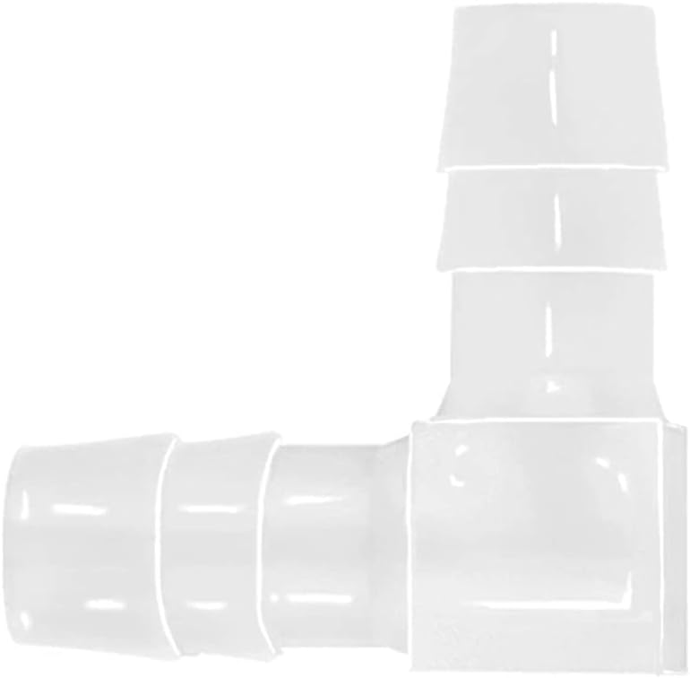 3/8 Inch 90 Degree Elbow Hose Barb Fittings - Plastic L-Shaped Connectors (8 Pack)