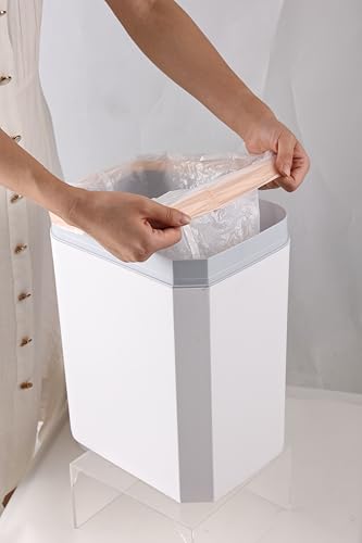 Caneca de basura rectangular blanca con sensor de movimiento 2 unidades miniatura 6