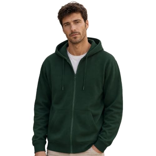 Image of Nobero Classic Zipper Hoodie for Men | Zip Up Hoodies for Men | Regular Fit | Full Zip Closure | Drawstring Hood | Zipped Hooded Sweatshirt | Cotton Rich Zipper Fleece Hoodie