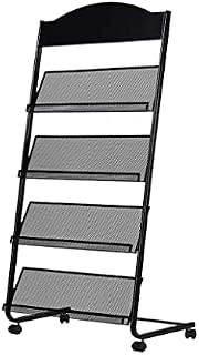 Kelly' Harvest House Magazine Rack Magazine Stand, Literature Display Stand With 4 Pockets Floor Standing Magazine Brochure Holder Rack (Black)
