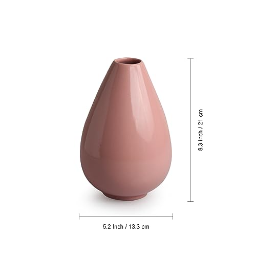 Image of ExclusiveLane 'Dewdrop' Modern Ceramic Decorative Vases for Home Decor Flower Vase for Living Room Bedroom (Handglazed Studio Pottery, 8.3 Inches)