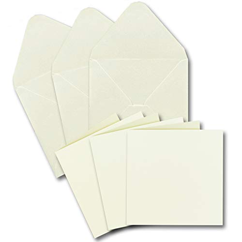 20 Klapp-Karten Set Quadratisch in Creme - 13,5x13,5 cm - 240 g/m² mit Brief-Umschlägen quadratisch - 14x14 cm - 90 g/m² Nassklebung Cover