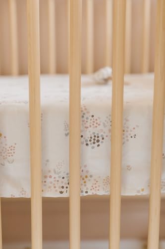 Image of Pehr Crib Sheet, Flower Patch | Breathable Brushed Organic Cotton for Soft Sleep | Fits Standard Crib Mattresses up to 52 inchL x 28 inchW x 8 inchH